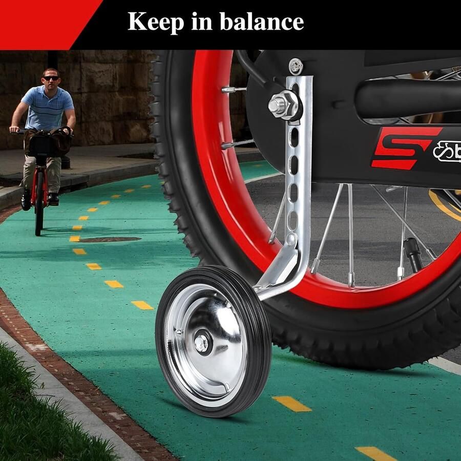 Support Wielen voor Fiets voor Kinderen Stabilisatoren voor Kinderfiets Hulpwielen voor Fiets Training Wielen voor 12 14 16 18 20 Inch Universeel Zilver - Foto 2