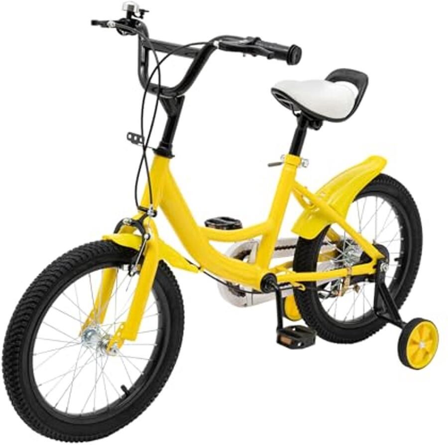 Tagtuell Kinderfiets 16 inch met steunwielen kettingkast antislip en slijtvaste banden jeugdfiets voor en in hoogte verstelbaar van 5-8 jaar