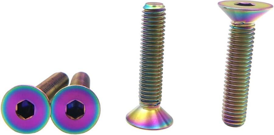 Titanium bouten M5 x 0.8 x 25mm Iridescent titanium Countersunk head Ideaal voor fiets en MTB ShopVlot