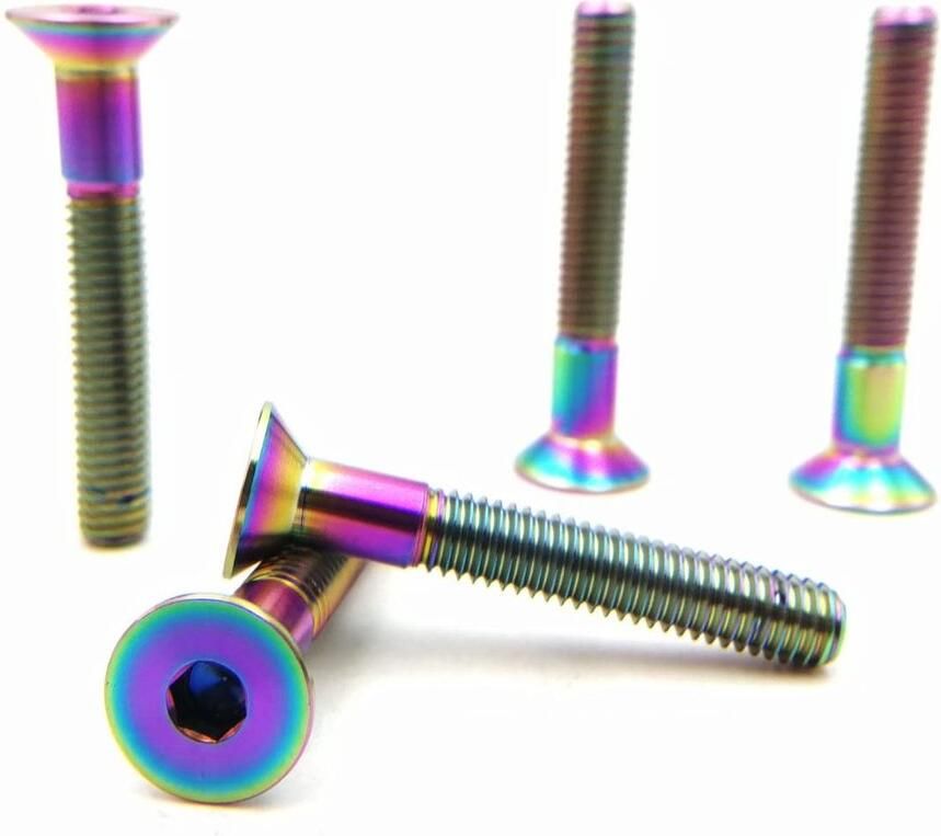 Titanium schroeven M6 x 1 x 40mm Iriserend titanium Countersunk head Ideaal voor fiets MTB ShopVlot