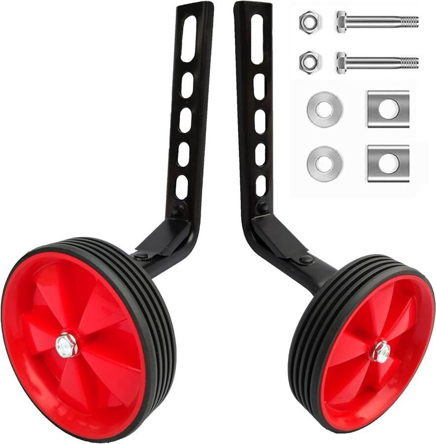 Trainingswielen Kinderfiets Hulpwielen Fiets Veilig Leren Fietsen Verstelbare Hoogte 12-20 Inch Rood