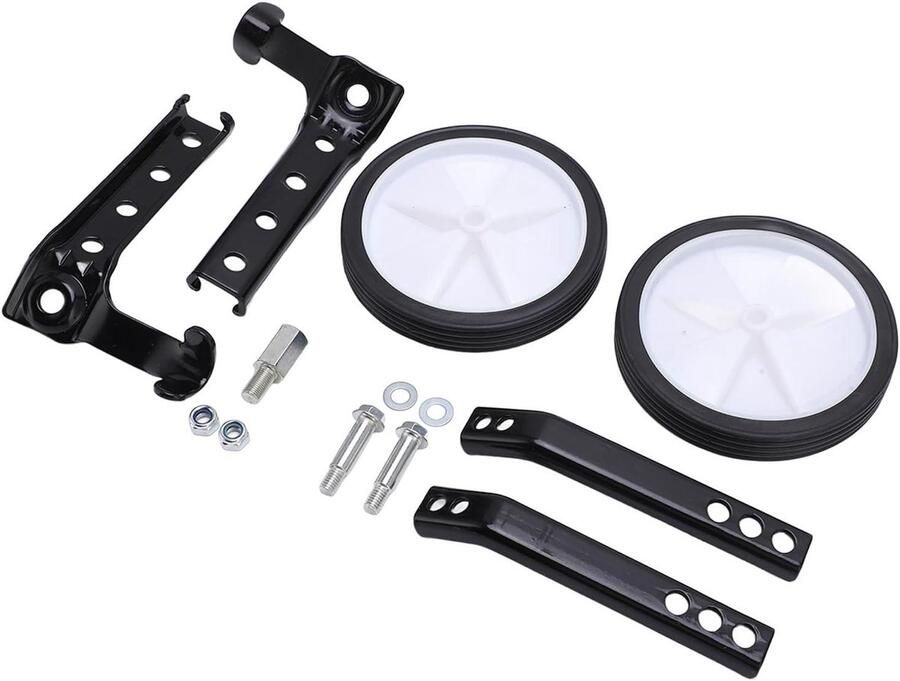 Trainingswielen voor kinderfiets 18-24 inch verstelbaar en stevig Zwart Met zware rijsteun