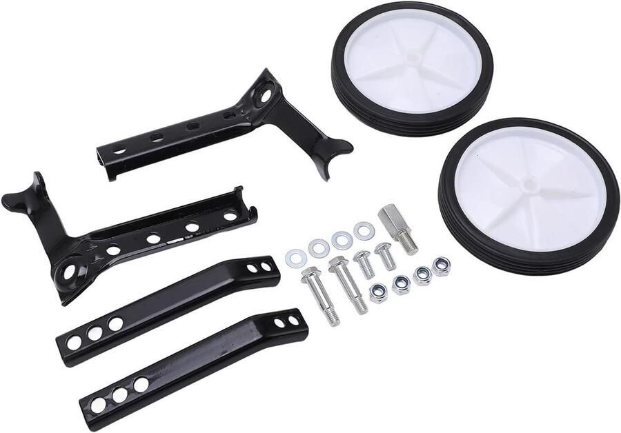 Trainingswielen voor kinderfiets 18-24 inch Verstelbaar Zwart metaal en kunststof Fiets hulp Fietsaccessoire