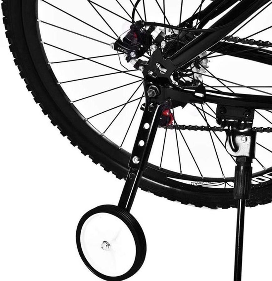 Universele trainingswielen Fiets accessoires Verstelbaar Zwart Kinderfiets 16 tot 22 inch Geschikt voor kinderfietsen 2 stuks set trainingswielen met steunwielen Fiets trainingswielen