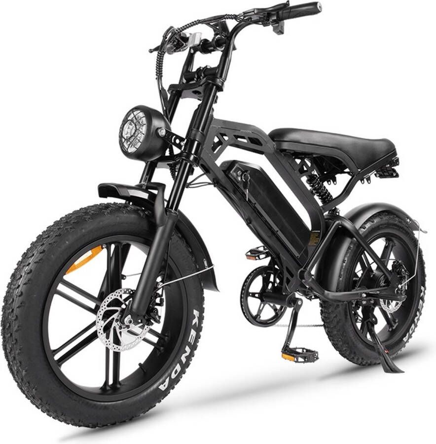 V20 Elektrische fatbike Zwart E-Bike 25 km u 250W 7 Versnellingen Tijdelijk gratis achterzitje!