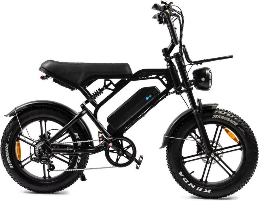 V20 Pro 2024 Elektrische Fatbike 250W Zwart E-Bike met voorrek Hydraulische rem met achterzitje