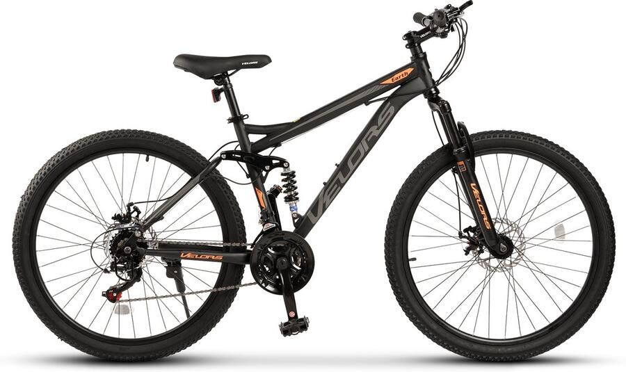Velors 26 Inch Mountainbike Volledige Vering & 21 Versnellingen (Shi o) Dual Disc Brakes Voor 150-185 cm