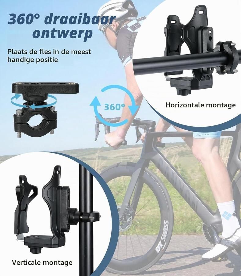 Verstelbare Flessenhouder voor Fietsen en Motoren Universele Drinkhouder voor Mountainbikes en Racefietsen (4.8-9.2cm)