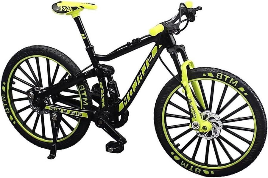 Vinger fiets model Mini mountainbike Bureau decoratie Realistisch design 17.5 x 10 cm Groen zwart