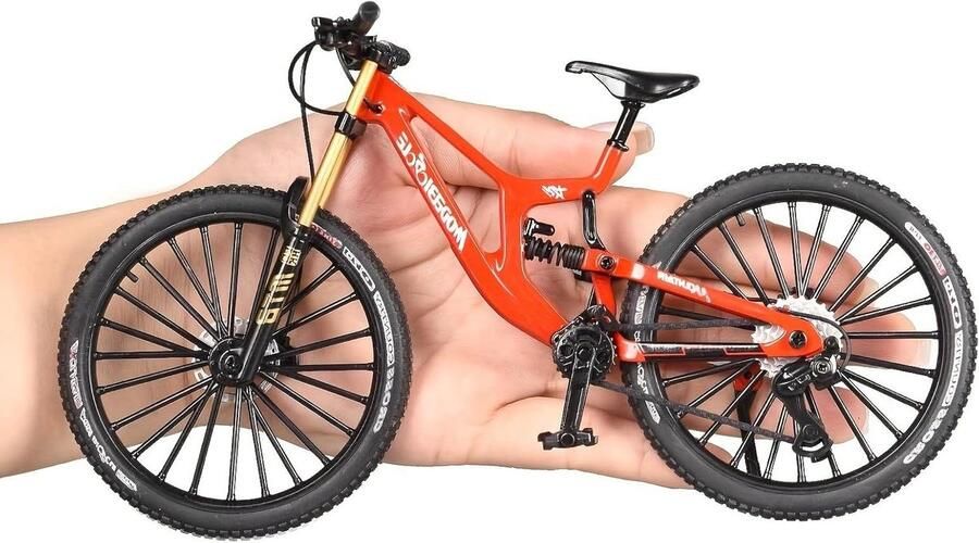 Vingerfiets Model Miniatuur Mountainbike Verzamelen Decoratie Gedetailleerd Design 1:10 20 cm Lengte Rood