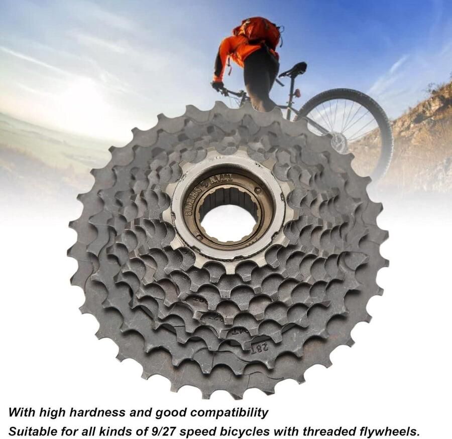 VirtuBuy- Freeloop schroefkrans Mountainbike 9 x 13-32 tanden Vrijloopcassette 9 versnellingen Stalen naaf Schroefdraad Accessoires Fietscassette Geschikt voor mountainbike Zwart Reservehardware
