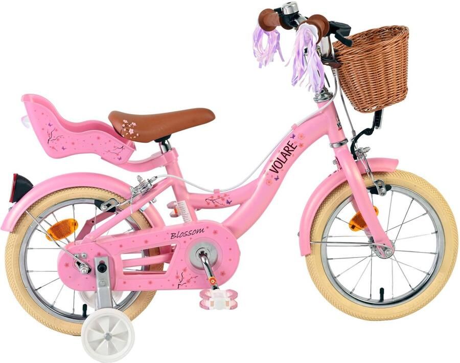 Volare Blossom Kinderfiets Meisjes 14 inch Roze Twee Handremmen