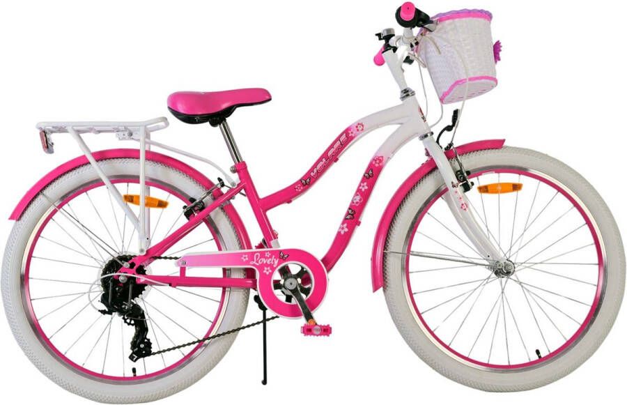 Volare Blossom 24 Inch 33 5 cm Meisjes 7V V Brakes Roze Wit