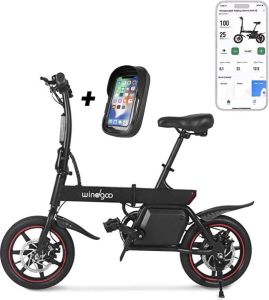 Windgoo B20 V2 APP IOS Android Elektrische vouwfiets E Bike 7.8Ah Batterij 250W 14 Inch 25 KM H Zwart Geen Gashendel Straat Legaal