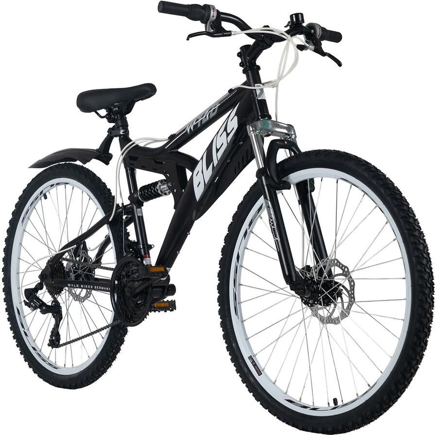 WYLD Fully Mountainbike 26 Bliss – Zwart Wit – 21 versnellingen – Framemaat 47 cm