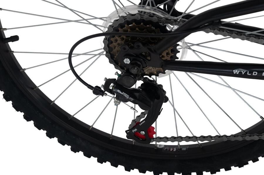 WYLD Kinder-mountainbike (ATB) met volledige vering – 24 Zodiac – Oranje – 18 versnellingen – Framemaat 38 cm