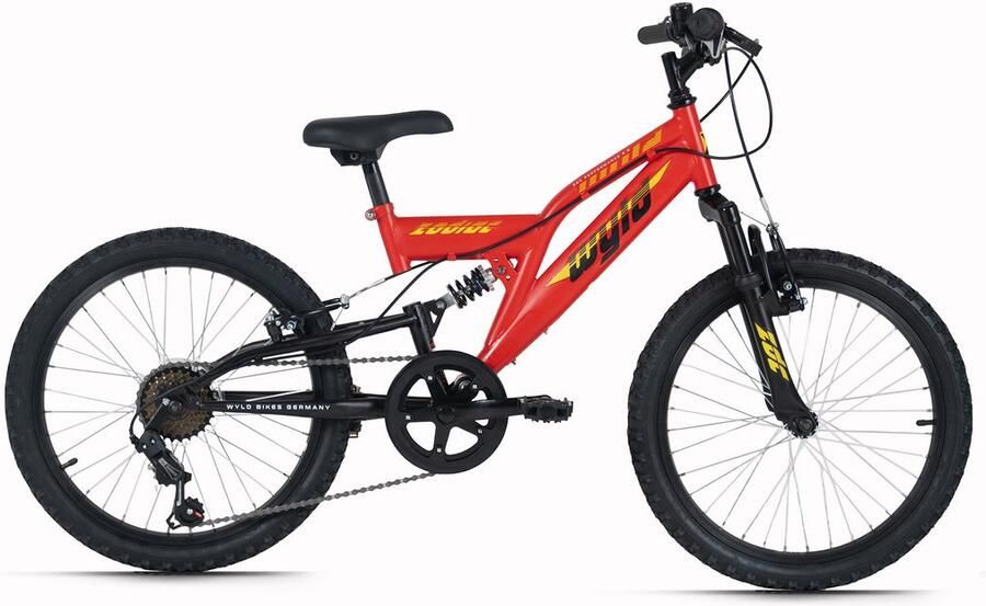 WYLD kinder-mountainbike Fully 20'' Zodiac rood 6 versnellingen framemaat 31 cm