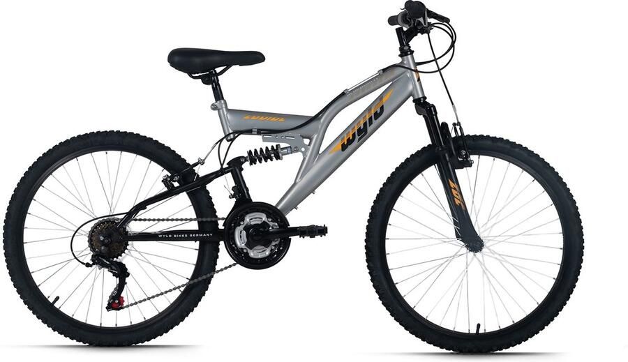 WYLD Kinder-Mountainbike Fully 24'' Zodiac grau 18 Gänge RH 38 cm