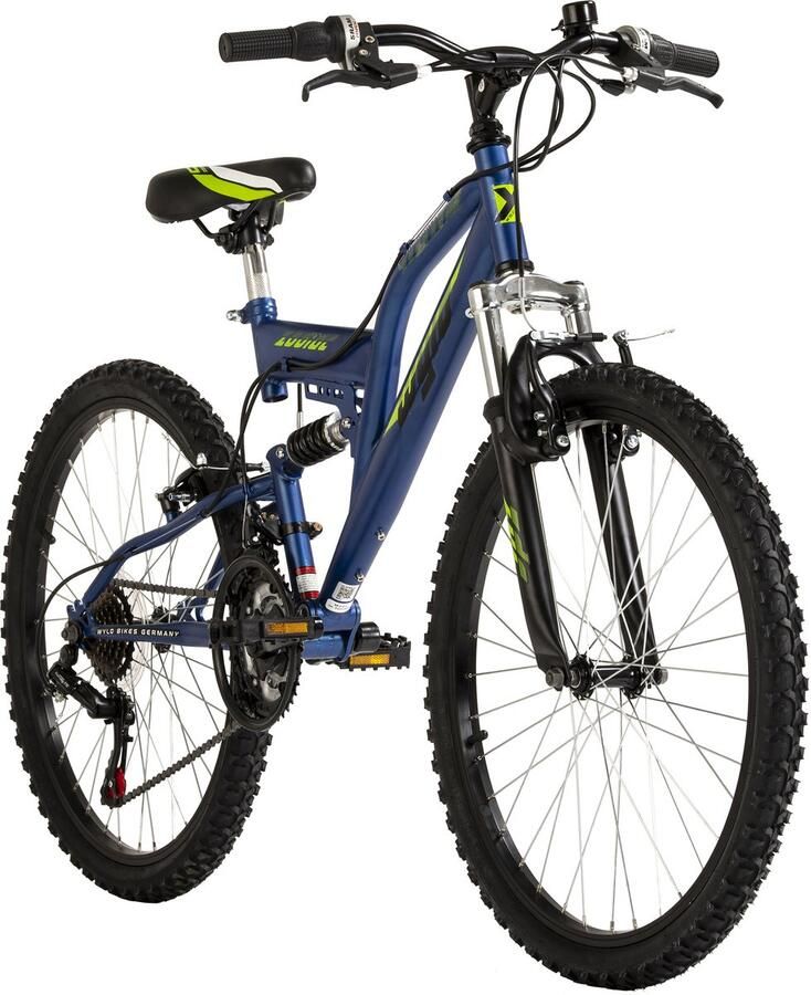 WYLD Kinder-Mountainbike Fully 24'' Zodiac wit 18 versnellingen framemaat 38 cm