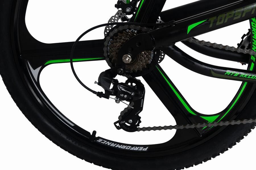 WYLD mountainbike Fully 26'' Topspin zwart-groen rechts 46 cm