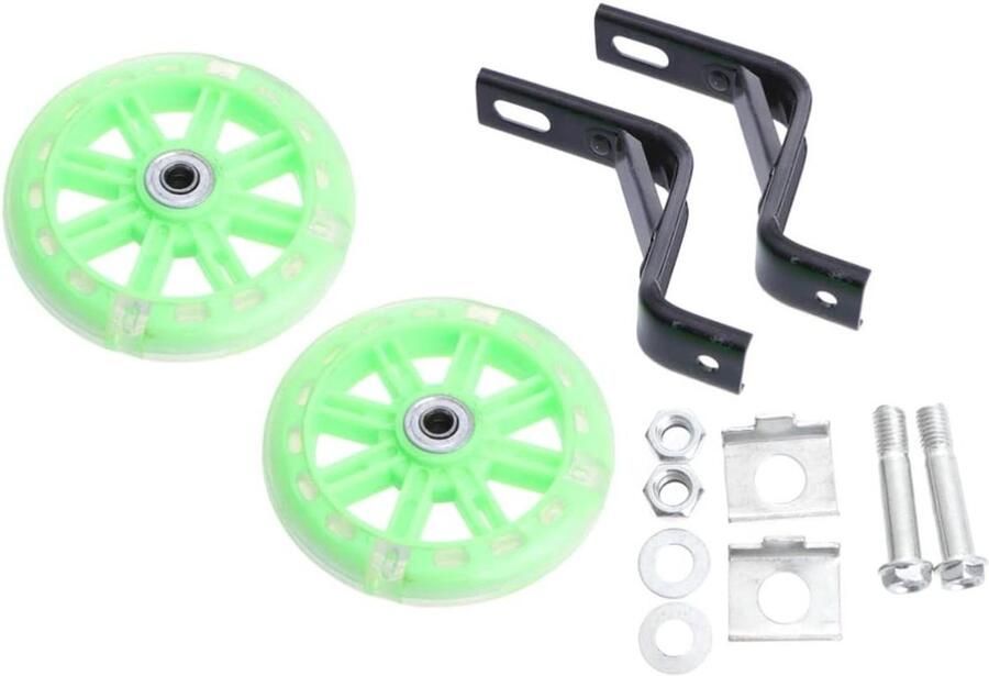Zijwielen Kinderfiets Hulpwielen Fiets Fietsen Leren Knipperend Licht 11 cm Groen