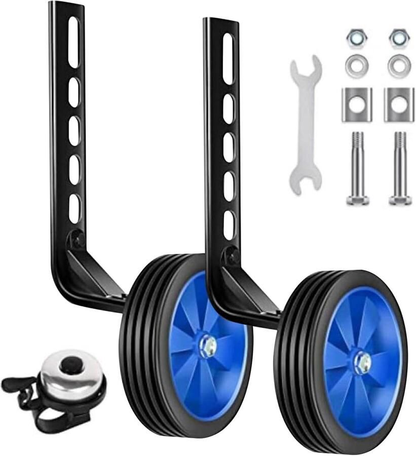 Zijwieltjes Fiets Oefenwielen Kinderfiets Fietsen Leren Verstelbaar & Stevig 12-20 Inch Blauw