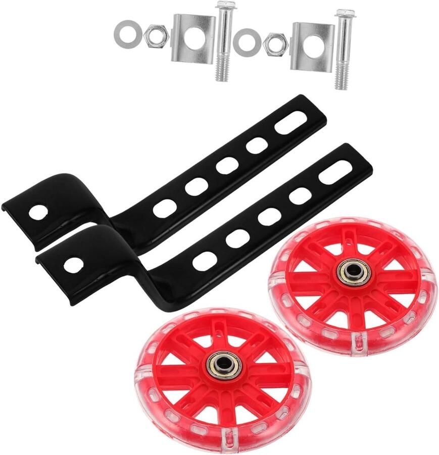 Zijwieltjes Fiets Oefenwielen Kinderfiets Leren Fietsen Verbeterde Stabiliteit 29 x 11.5 x 2 cm Rood - Foto 2