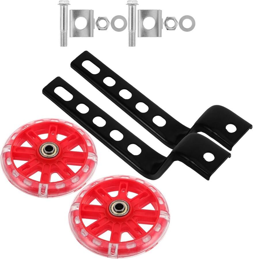 Zijwieltjes Fiets Oefenwielen Kinderfiets Leren Fietsen Verbeterde Stabiliteit 29 x 11.5 x 2 cm Rood