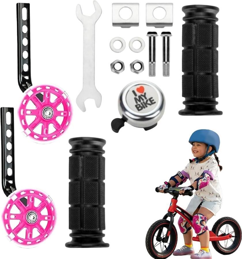 Zijwieltjes Kinderfiets Balanswiel Stabilisator Kinderen Leren Fietsen Verstevigd Ontwerp 12-20 inch Roze