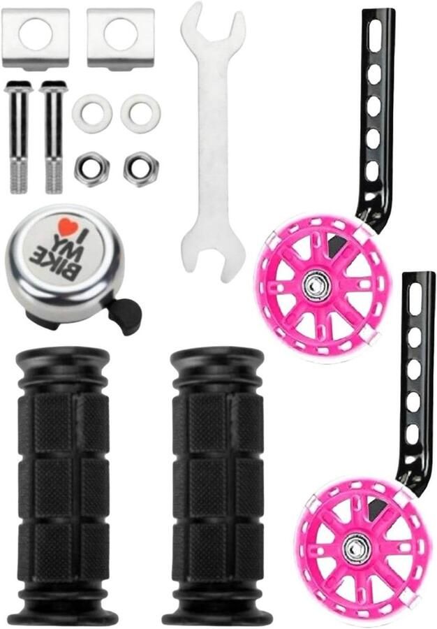 Zijwieltjes Kinderfiets Hulpwiel Fiets Fietsen Leren Verstevigd Ontwerp 12-20 Inch Roze