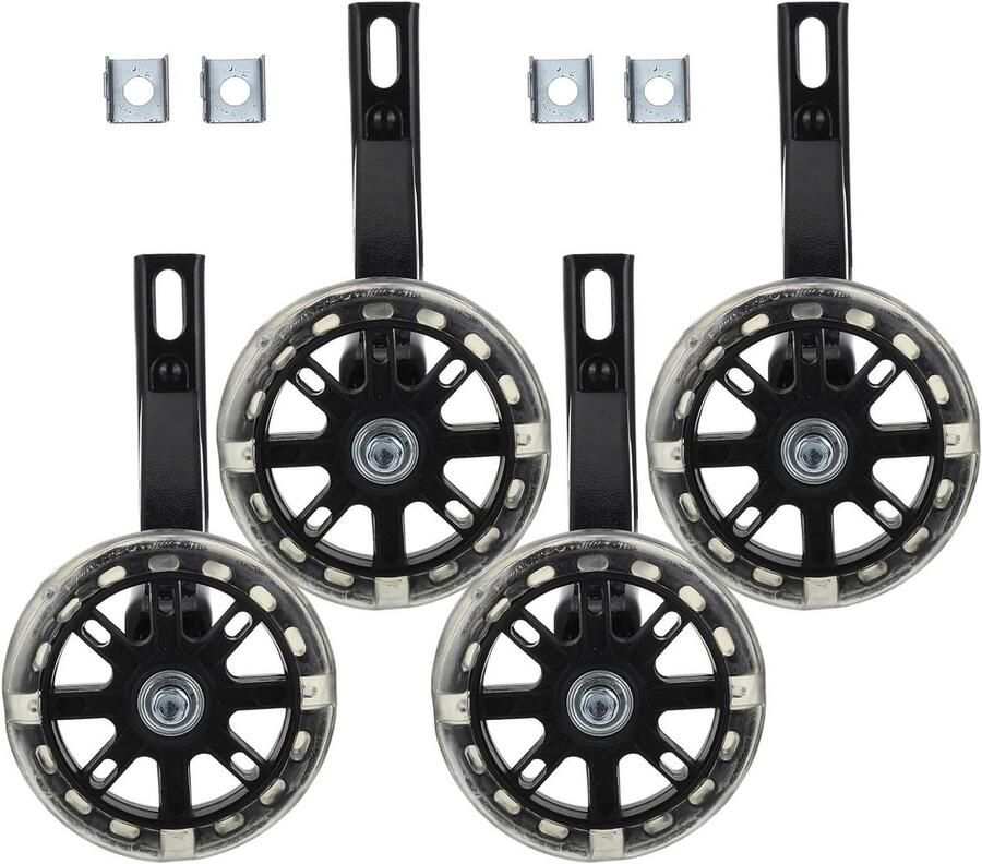 Zijwieltjes Kinderfiets Hulpwielen Fiets Fietsen Leren Met Lichtjes 14 Inch Zwart