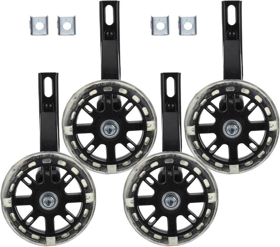 Zijwieltjes Kinderfiets Hulpwielen Fiets Fietsen Leren Met Lichtjes 14 inch Zwart