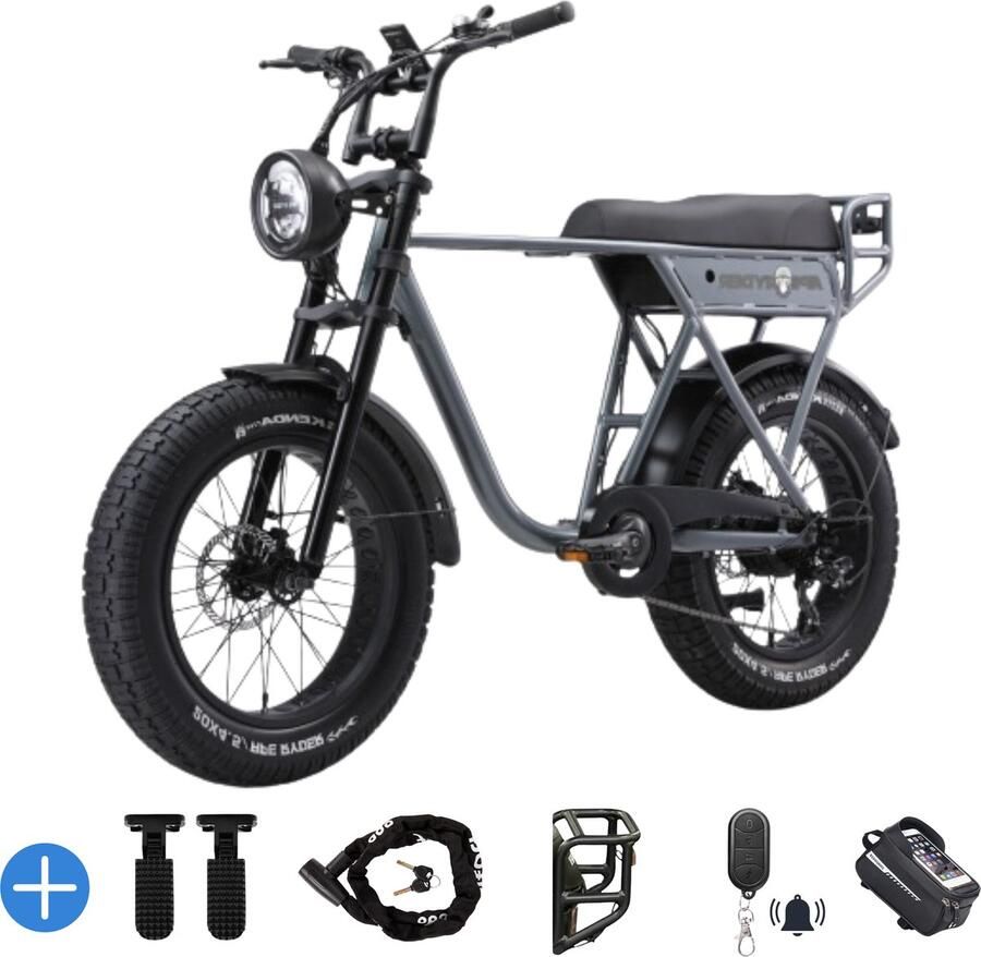 Ebikekopen.com Ape Ryder A10 Lichtgrijs Special Edition Fatbike Rijklaar Incl. Slot Kettingbeschermer Voetensteuntje Straatlegaal Ebike Elektrische Fiets Met Accessoires - Foto 2