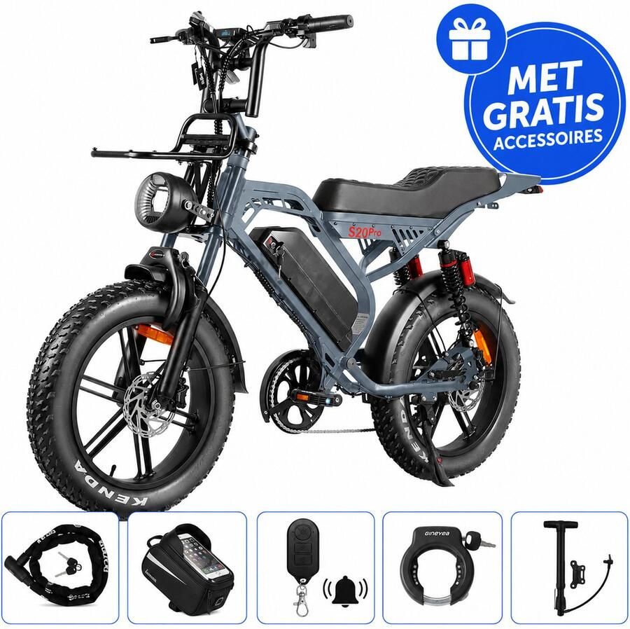 Ebikekopen.com Fatbike V20 Limited Rijklaar Nieuwste Model Hydraulische rem 2026 2027 Model Incl. Slot Telefoonhouder Alarmsysteem Achterrekje Voetensteuntje Met Accessoires Elektrische Fiets Bluethooth Speaker QmWheel - Foto 2
