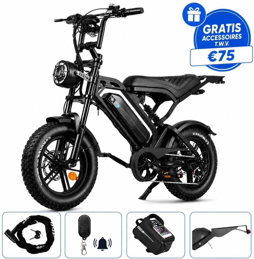 Ebikekopen.com ApeRyder Jambo Pro Rijklaar Nieuwste Model Hydraulische rem 2025 2026 Model Incl. Slot Telefoonhouder Alarmsysteem Voorrekje Voetensteuntje Met Accessoires Straatlegaal Ebike Elektrische Fiets ApeRyder