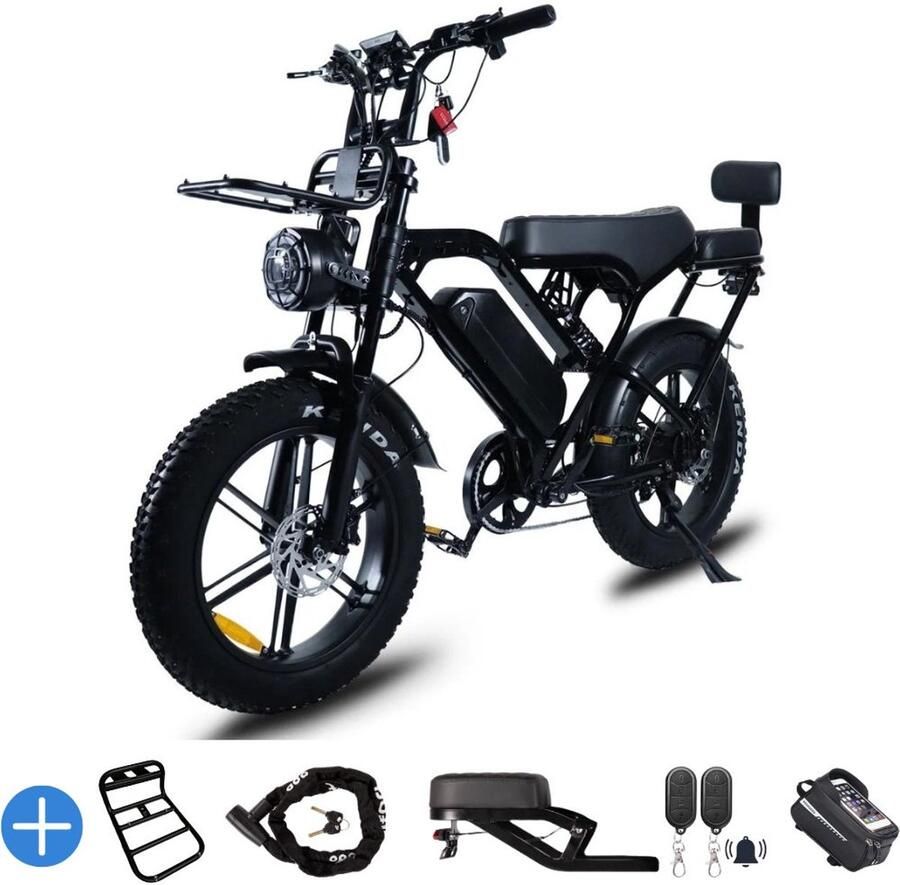 Ebikekopen.com Fatbike X80 Pro Hydraulische rem 2026 Model Incl. Slot Telefoonhouder Alarmsysteem Voorrekje Voetensteuntje Met Accessoires Straatlegaal Ebike Elektrische Fiets Max 25 km h