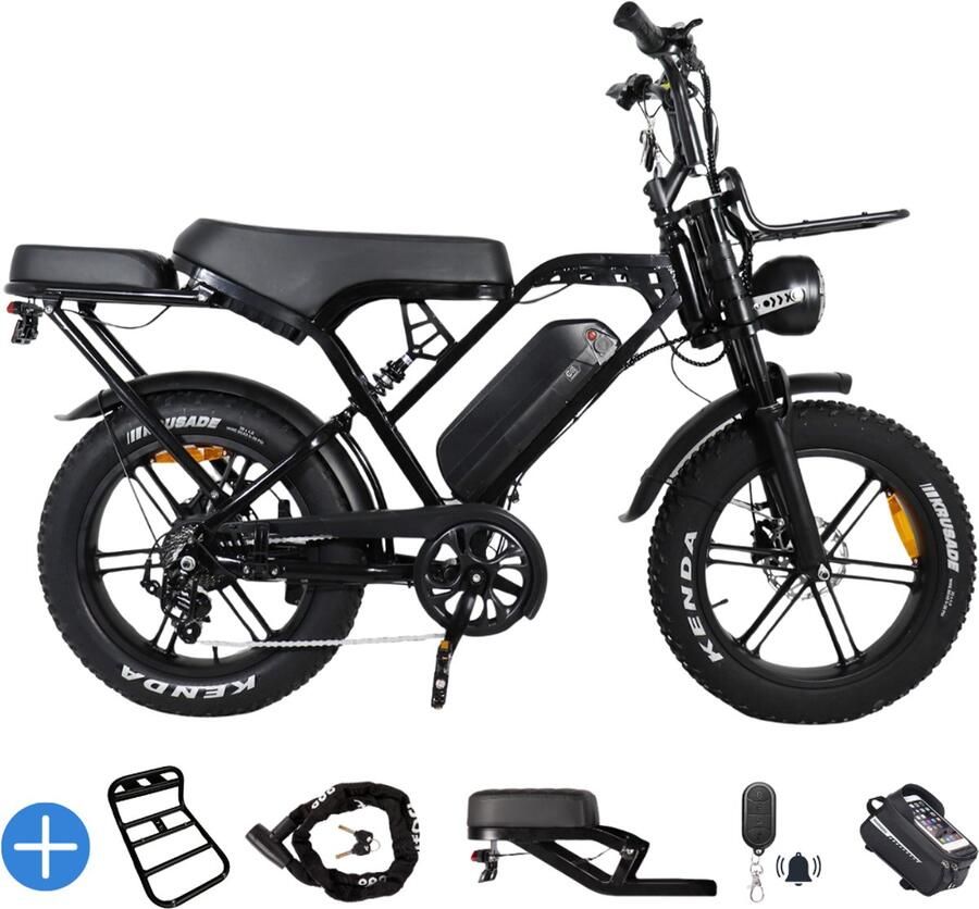 Ebikekopen.com Fatbike X80 Pro Rijklaar Nieuwste Model Hydraulische rem 2026 Model Incl. Slot Telefoonhouder Alarmsysteem Voorrekje Voetensteuntje Met Accessoires Straatlegaal Ebike Elektrische Fiets Max 25 km h 250W - Foto 2