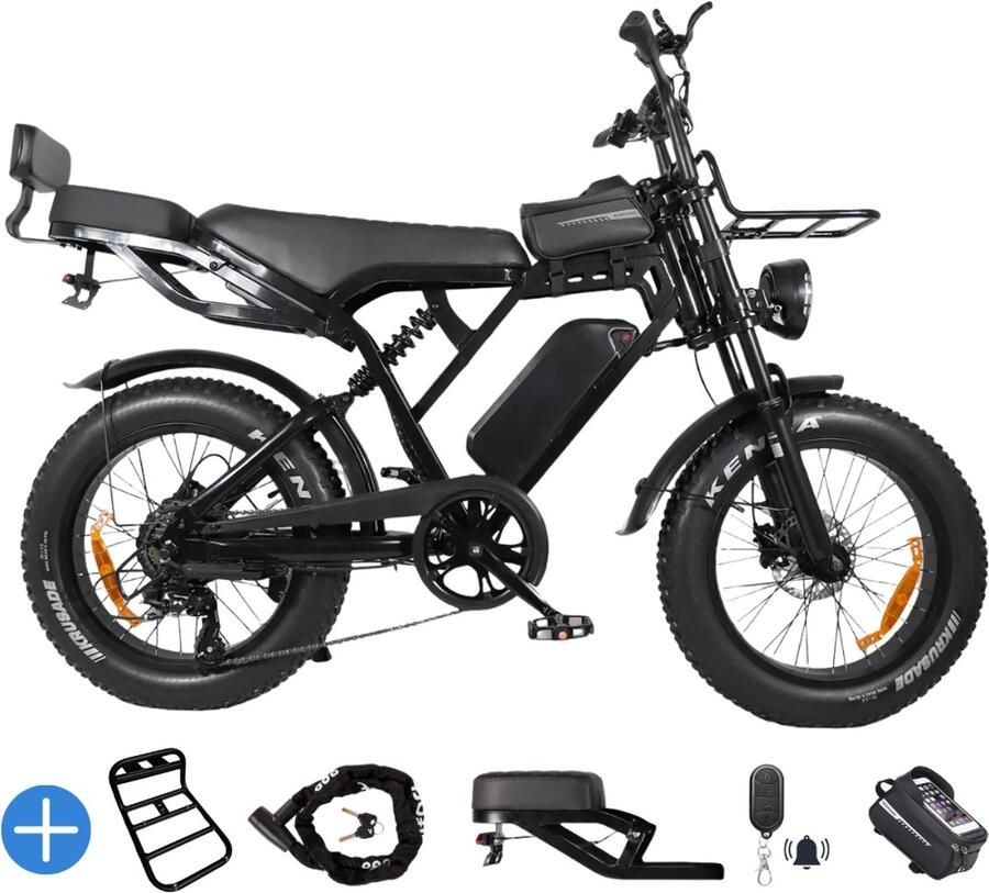 Ebikekopen.com Fatbike X80 Pro Rijklaar Nieuwste Model Hydraulische rem 2026 Model Incl. Slot Telefoonhouder Alarmsysteem Voorrekje Voetensteuntje Met Accessoires Straatlegaal Ebike Elektrische Fiets Max 25 km h 250W