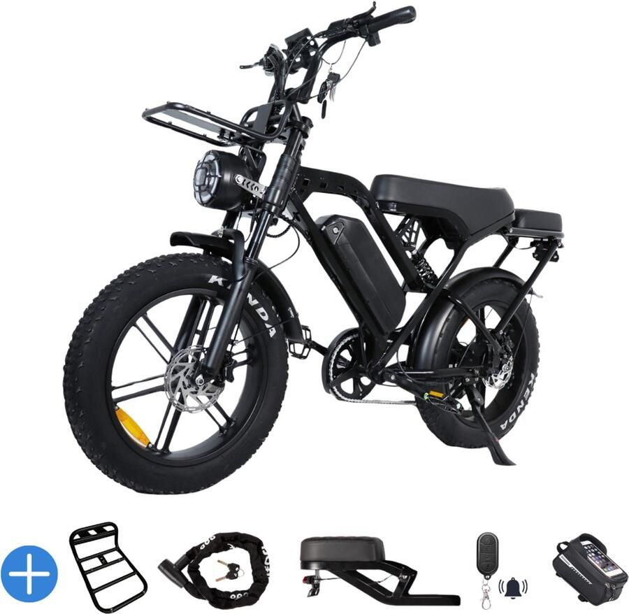 Ebikekopen.com Fatbike X80 Pro Rijklaar Nieuwste Model Hydraulische rem 2026 Model Incl. Slot Telefoonhouder Alarmsysteem Voorrekje Voetensteuntje Met Accessoires Straatlegaal Ebike Elektrische Fiets Max 25 km h 250W