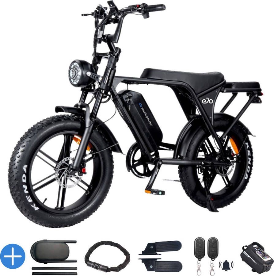 Ebikekopen.com Fatbike C80 Rijklaar Fatbike V8 Nieuwste Model Hydraulische rem 2025 2026 Model Incl. Slot Telefoonhouder Alarmsysteem NVC-chip Voetensteuntje Met Accessoires Straatlegaal Ebike Elektrische Fiets OUXI - Foto 2
