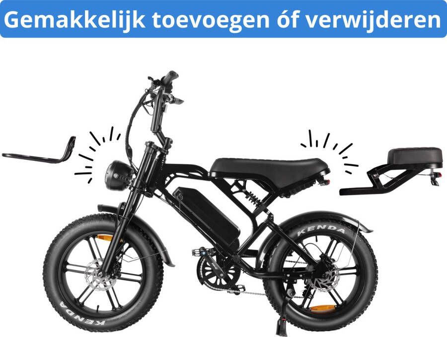 Ebikekopen.com Fatbike V20 Pro 6.0 Rijklaar Hydraulische remmen QMwheel 2025 Model Incl. Slot Telefoonhouder Alarmsysteem Voorrekje Voetensteuntje Straatlegaal Ebike Elektrische Fiets Met Accessoires