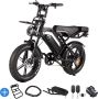 Ebikekopen.com Fatbike V20 Pro 6.0 Rijklaar Mechanische Rem 2025 Model Incl. Slot Alarmsysteem Voorrekje Achterzitje Kettingbeschermer Voetensteuntje Straatlegaal Ebike Elektrische Fiets Met Accessoires - Thumbnail 1