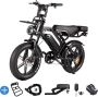 Ebikekopen.com Fatbike V20 Pro 6.0 In Doos Mechanische Rem 2025 Model Incl. Slot Alarmsysteem Voorrekje Achterzitje Kettingbeschermer Voetensteuntje Straatlegaal Ebike Elektrische Fiets Met Accessoires - Thumbnail 2