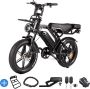 Ebikekopen.com Fatbike V20 Pro 6.0 Rijklaar Hydraulische rem 2025 Model Incl. Slot Alarmsysteem Voorrekje Achterzitje Kettingbeschermer Voetensteuntje Straatlegaal Ebike Elektrische Fiets Met Accessoires - Thumbnail 2