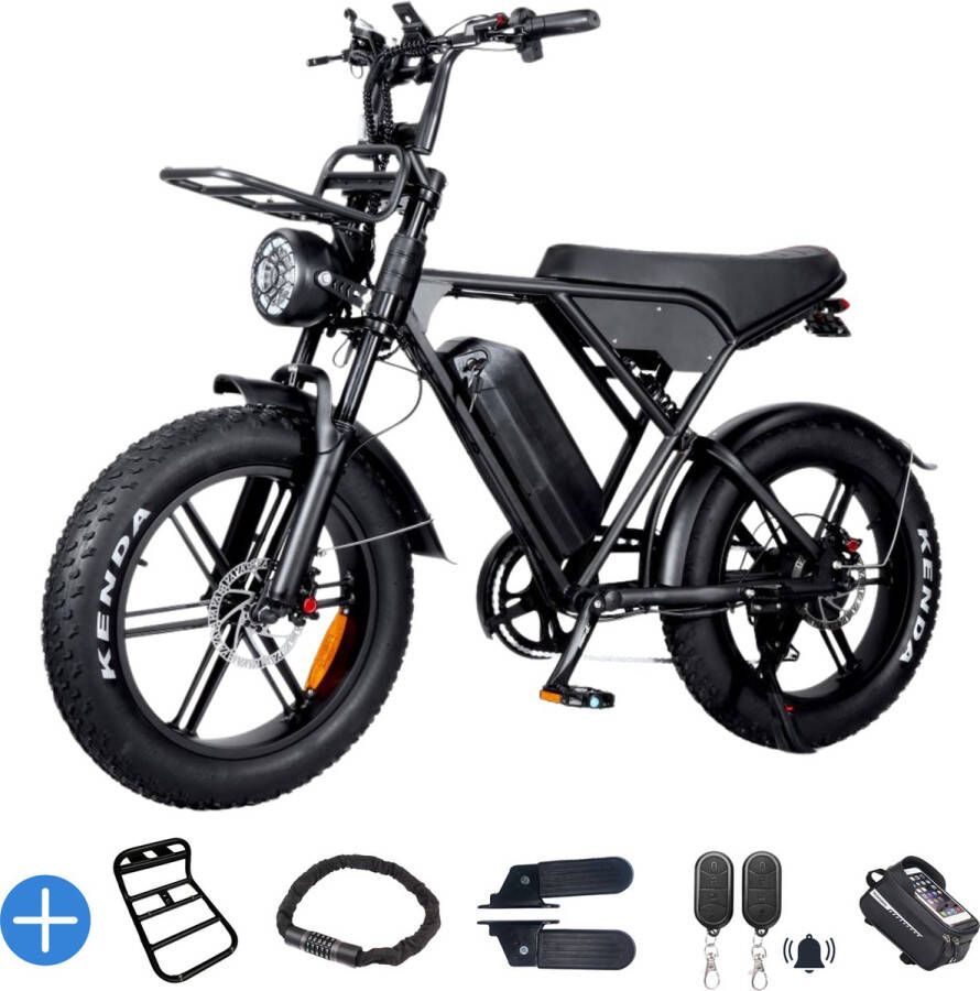 Ebikekopen.com H9 PRO Rijklaar Hydraulisch Fatbike Nieuwste model Incl. Slot Alarmsysteem Kettingbeschermer Voetensteuntje -Straatlegaal Ebike Elektrische Fiets Met Accessoires