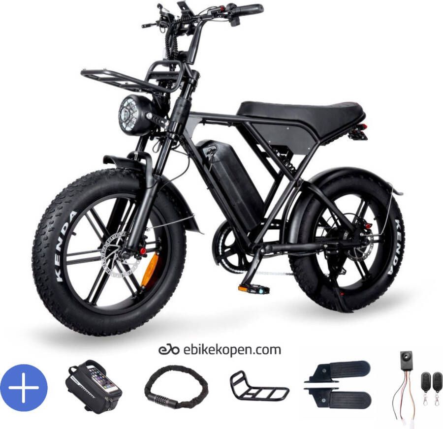 Ebikekopen.com Ouxi H9 Hydraulisch Met Slot Alarmsysteem Voorrekje Fatbike Elektrische Fiets Begrenzer Met Accessoires Voetensteuntjes 2024 Model