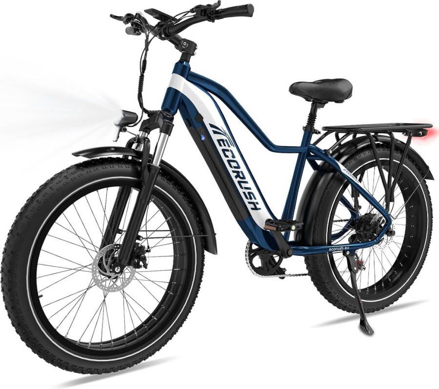 ECORUSH Elektrische Fiets ECO R1 Trendy 26*4.0 Inch Fat Tire City Commuter EBike met Afneembare 48V 13Ah Lithium Batterij Mountain E-Bike met 250W Motor 7 Versnellingen IP54 Waterdicht