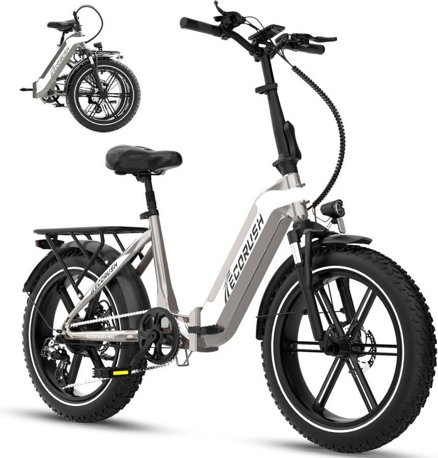 Evercross Elektrische Fiets EK6 20*4.0 Inch Fat Tire City Commuter EBike met Afneembare 48V 15Ah Lithium Batterij Opvouwbaar Mountain E-Bike met 250W Motor 7 Versnellingen IP54 Waterdicht
