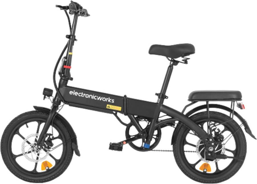 ElectronicWorks AiS-2 – Elektrische Fiets 40-60km Actieradius Trapondersteuning E-bike LED-Display Opvouwbare elektrische fiets 16 Inch Banden Zwart
