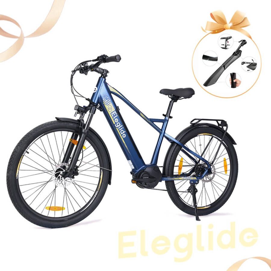 Eleglide C1 27 5 inch Trekkingfiets met 250W Ananda Mid-Drive motor 14 5Ah accu max 150km actieradius hydraulische vering en hydraulische schijfremmen Shimano 7 versnellingen Blauw